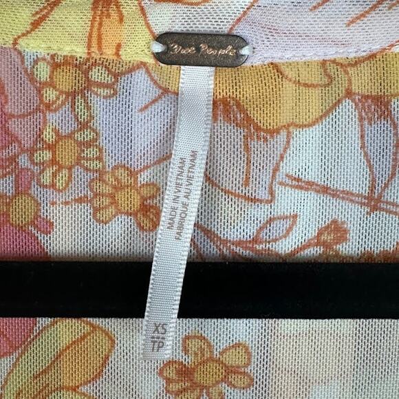 Free People Top Women Extra Small Yellow Floral Boho Beach Festival Whimsy Fairy - Picture 8 of 14